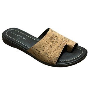 Donald J. Pliner Black and Tan Slide Sandals
